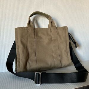 Quince Tan Canvas Tote with Black Strap